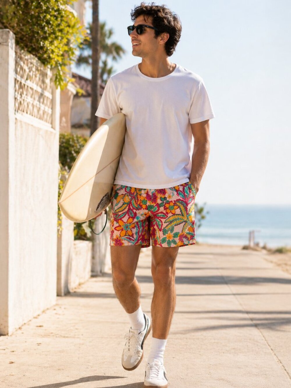 Native Youth Floral Shorts Ecovero Viscose Pink Green Summer Mens Size 30